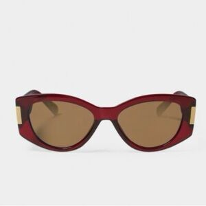 Women’s Maroon Cat-Eye Sunglasses with Brown Lenses